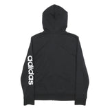 ADIDAS Womens Black Full Zip Hoodie M Logo Sleeve Print Casual Sportswear