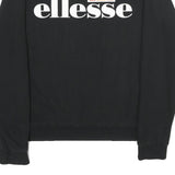 ELLESSE Womens Black Cotton Blend Crew Neck UK 10 Sweatshirt Logo Print