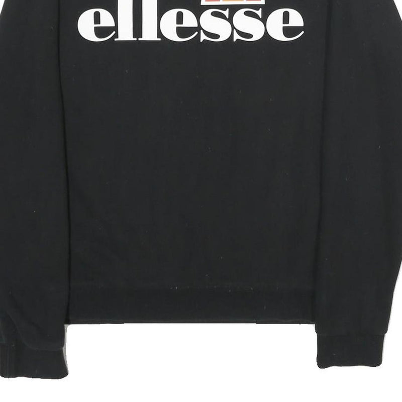 ELLESSE Womens Black Cotton Blend Crew Neck UK 10 Sweatshirt Logo Print