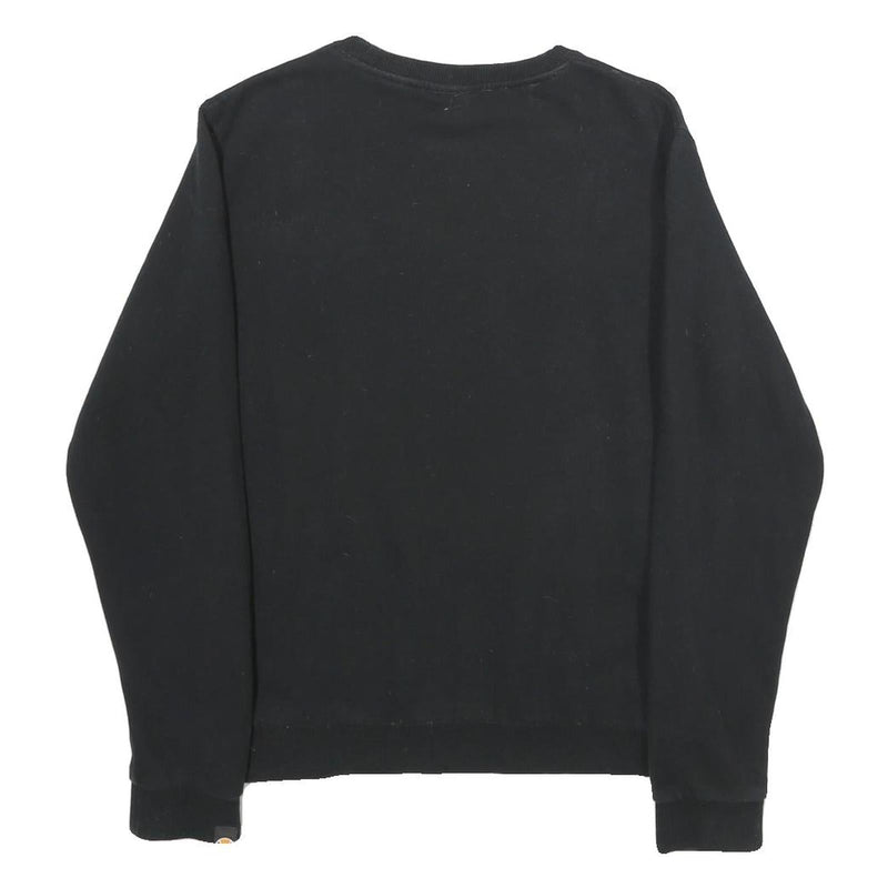 ELLESSE Womens Black Cotton Blend Crew Neck UK 10 Sweatshirt Logo Print