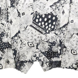 Womens Black & White Patchwork Floral Button Jacket M Polyester Blend Patterned