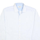 TED BAKER Mens White & Blue Patterned Shirt L Cotton Blend Long Sleeve Smart