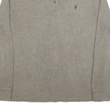 POLO RALPH LAUREN Mens Grey Cotton Pullover Plain 1/4 Zip Jumper L Classic Fit