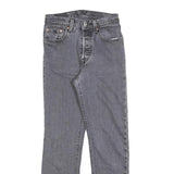 LEVI'S Womens Regular Grey Denim Raw Hem Jeans W24 L28 Distressed Button Fly