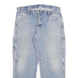 DICKIES Mens Relaxed Light Blue Denim Jeans W36 L29 Workwear Utility Pocket Zip