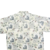 OP SPORT Mens Cream Cotton Hawaiian Shirt L Casual Summer Tropical Print