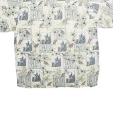 OP SPORT Mens Cream Cotton Hawaiian Shirt L Casual Summer Tropical Print