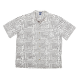 FALLS CREEK Mens Grey Cotton Shirt Jacket L Woven Geometric Floral Button