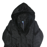 NORTHERN CLIMATE Womens Black Hooded Zip Jacket S Polyester Blend Plain Velvet