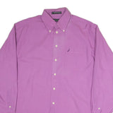 NAUTICA Mens Purple L Button Down Cotton Blend Shirt Classic Fit Casual Wear