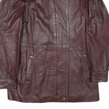 Womens Brown Leather Zip Jacket M Classic Plain Stylish Outerwear M