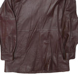 Womens Brown Leather Zip Jacket M Classic Plain Stylish Outerwear M
