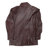 Womens Brown Leather Zip Jacket M Classic Plain Stylish Outerwear M