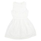 REISS Womens White Fit & Flare Polyester Sleeveless Short Dress UK 8 Elegant