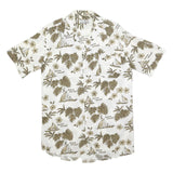 WORLD OF BASIC Mens White & Brown Hawaiian Shirt S Summer Casual Cotton Blend