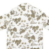 WORLD OF BASIC Mens White & Brown Hawaiian Shirt S Summer Casual Cotton Blend