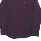 TOMMY HILFIGER Mens Blue & Maroon Check Shirt M Button-Down Collar Casual Cotton