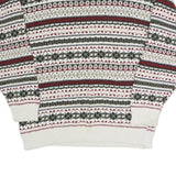 BILL BLASS Mens Cream Patterned Crew Neck Basic Knit Jumper L Cotton Casual Warm