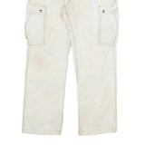 CARHARTT Mens Cotton Blend Beige Relaxed Cargo Trousers W34 L32 Zip Closure