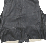 Mens Black Leather Button Jacket M Vest Plain Sleeveless Classic Fit