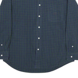 CHAPS Mens Blue & Green Checked Shirt L Button-Down Cotton Casual Long Sleeve