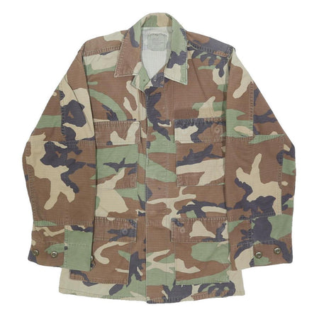 AMERICAN APPAREL Mens Green & Brown Camouflage Military Jacket XS Cotton Blend