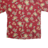 PIERRE CARDIN Mens Red Pineapple Floral Print Shirt M Summer Casual Cotton