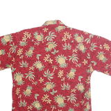 PIERRE CARDIN Mens Red Pineapple Floral Print Shirt M Summer Casual Cotton