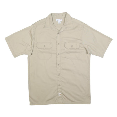 CARHARTT Mens Beige Workwear Cotton Shirt L Button Pocket Casual Durable