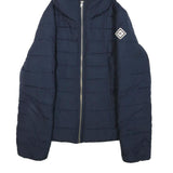 HOLLISTER Womens Navy Zip Up Hooded Puffer Jacket M Polyester Blend Warm