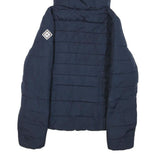 HOLLISTER Womens Navy Zip Up Hooded Puffer Jacket M Polyester Blend Warm