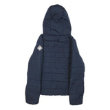 HOLLISTER Womens Navy Zip Up Hooded Puffer Jacket M Polyester Blend Warm