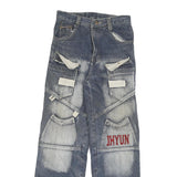 JHYUN Womens Regular Fit Blue Denim Jeans W26 L29 Cargo Pocket Zip Closure