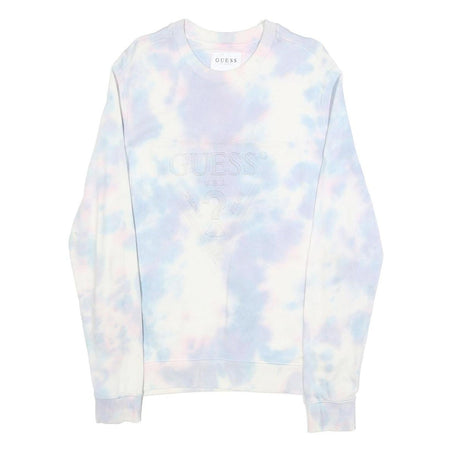 GUESS Mens Blue & Pink Tie Dye Cotton Blend Crew Neck XS Sweatshirt Casual