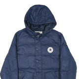 CONVERSE Mens Navy Blue All Star Hooded Jacket M Polyester Blend Puffer Zip