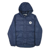 CONVERSE Mens Navy Blue All Star Hooded Jacket M Polyester Blend Puffer Zip