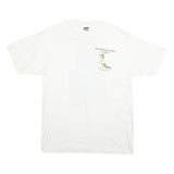 ONEITA Mens White XL Graphic T-Shirt Short Sleeve Crew Neck Cartoon Print