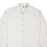 NATURAL STYLE Mens White Plain Shirt XL Cotton Blend Long Sleeve Button Collar
