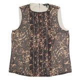 KAREN MILLEN Womens Brown Animal Print Sleeveless Round Neck Top UK 16 Stylish