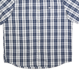 CHAPS Mens Blue & White Check Shirt XL Cotton Blend Button Short Sleeve Casual