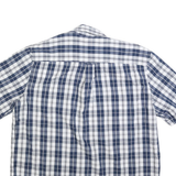 CHAPS Mens Blue & White Check Shirt XL Cotton Blend Button Short Sleeve Casual