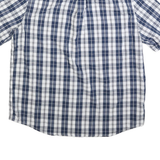 CHAPS Mens Blue & White Check Shirt XL Cotton Blend Button Short Sleeve Casual