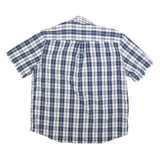 CHAPS Mens Blue & White Check Shirt XL Cotton Blend Button Short Sleeve Casual