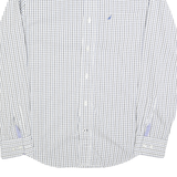 NAUTICA Mens White & Blue Checked Shirt S Cotton Blend Classic Fit Casual Button