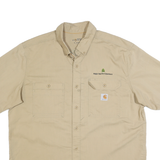CARHARTT Mens Beige Plain Work Shirt Fred Smith Company Logo XL Relaxed Fit