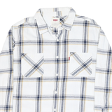 LEVI'S Mens White & Grey Yellow Check Shirt L Cotton Blend Casual Stylish