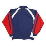 ASICS Mens Blue & Red Colourblock Pullover Sweatshirt XL Collared Relaxed Fit