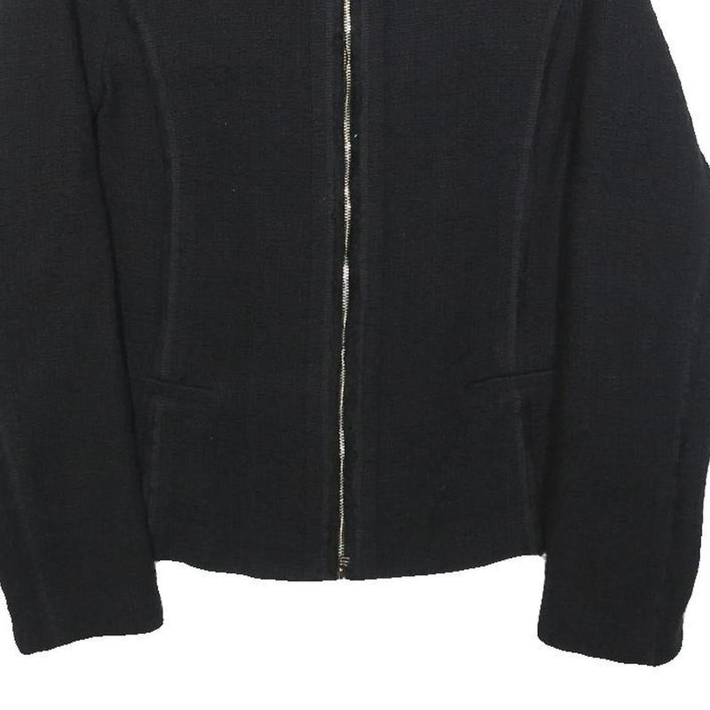 BRAX Womens Black Cotton Jacket S Woven Zip Front Minimalist Design