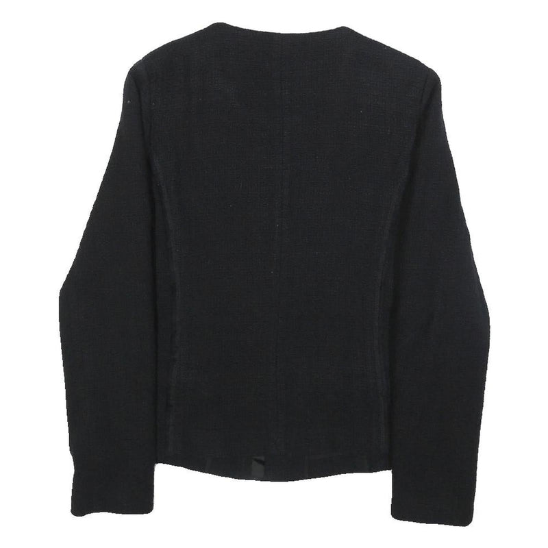 BRAX Womens Black Cotton Jacket S Woven Zip Front Minimalist Design