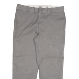 DICKIES Mens Regular Fit Grey Cotton Blend Trousers W40 L30 Workwear Zip Closure
